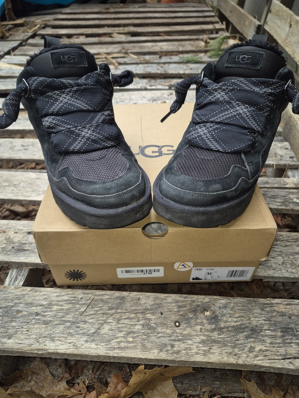 UGG Black Suede & Mesh Lace-Up Sneakers